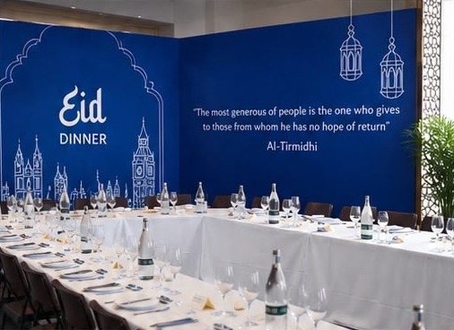 Tables set for an Adam Foundation Eid dinner